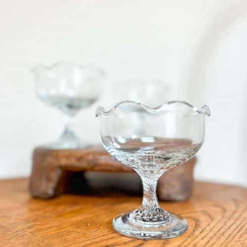 Vintage Dema Glass Ice Cream Pudding Bowls | Twisted Stem | Set Of 9