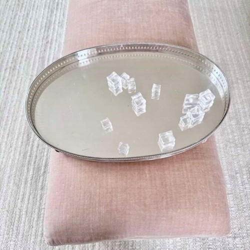 Superb oval silver plated gallery drinks tray