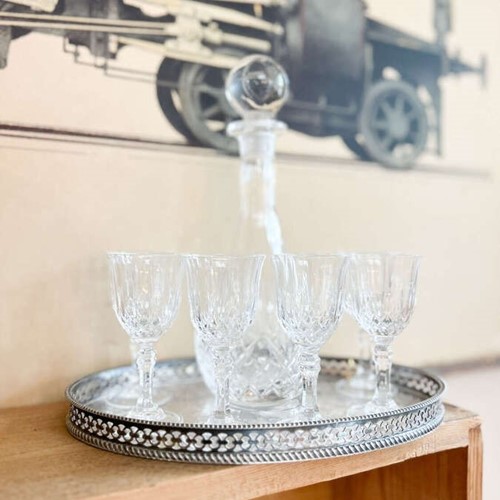 Vintage Block Crystal Decanter Set – Nimbus Pattern
