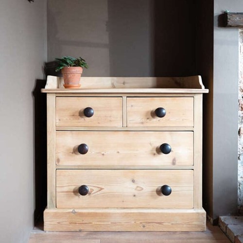 Stripped Victorian Pine Chest with Plinth Top