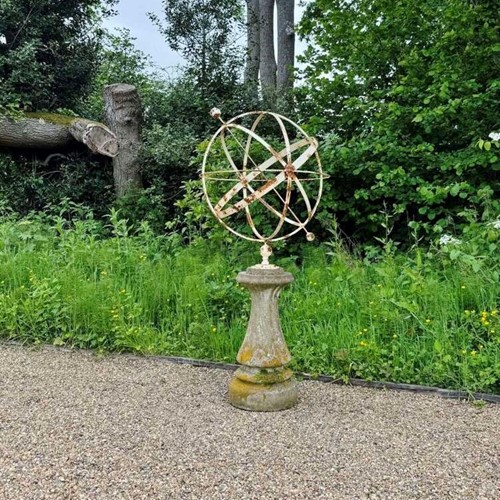 Large Iron Armillary on Patinated Base