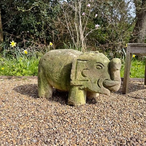 Large Carved Stone Elephant
