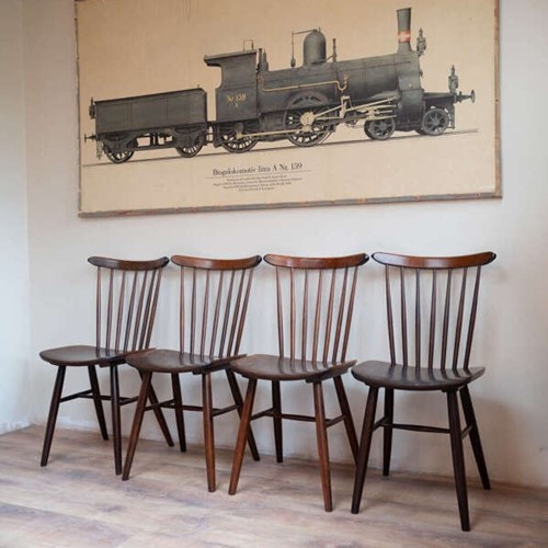 Set of 4 Mid-Century Dining Chairs | Czechoslovakia