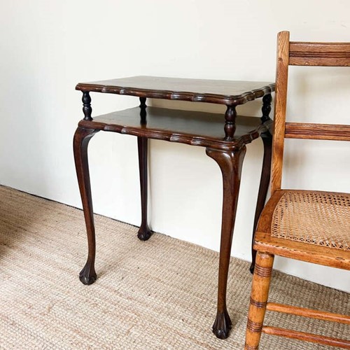 Queen Anne-Style Mahogany Two-Tier Side Table