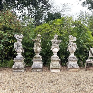 Set of Large Italian Cherubs on Ped...