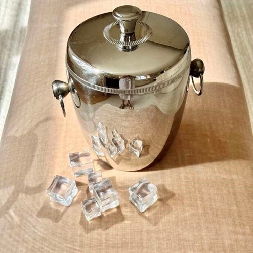 French Polished Chrome Thermal Ice Bucket Circa 1960