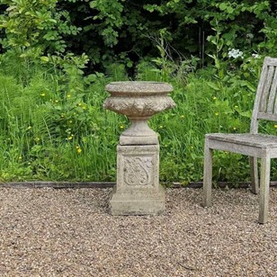 Small Lion Urn on Pedestal