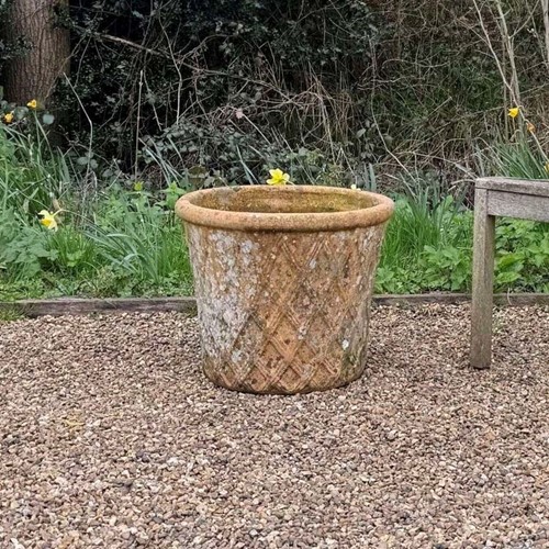Patinated Lattice Terracotta Planter