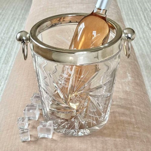 Mid 20th Century heavy cut glass champagne wine bucket cooler