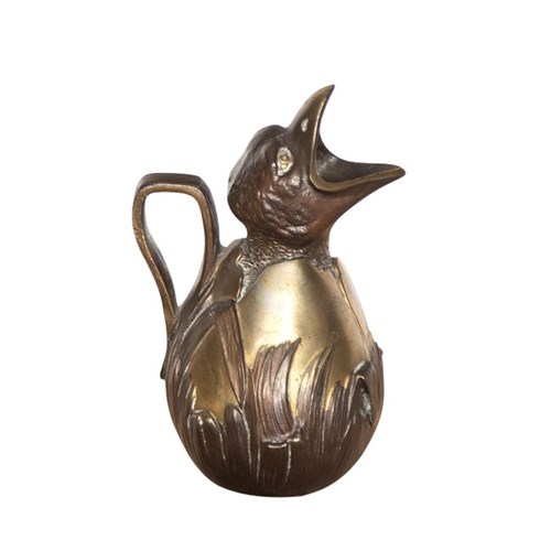 Signed Small Bird Jug By Jean Garnier