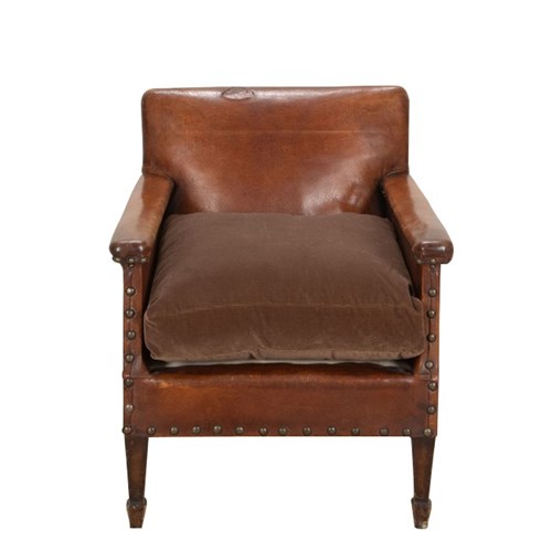 Small French Leather Club Chair