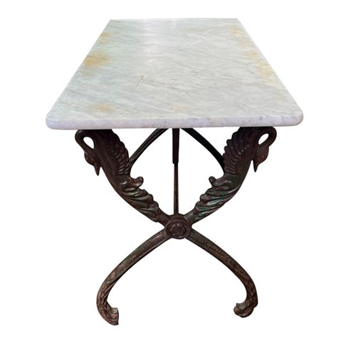 19Th Century French Cast Iron Swan Based Table