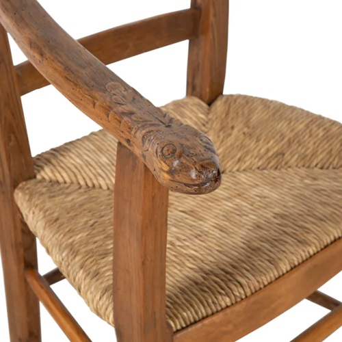 Folk Art Carved Serpent Armchair