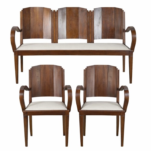 Early 20Th Century Art Deco Walnut Salon Suite