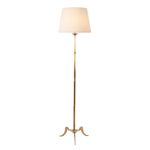 Mid-Century French Reeded Brass Floor Lamp