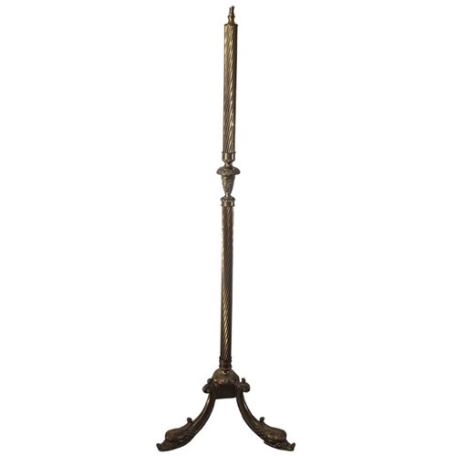 Brass Floor Lamp With Tripod Dolphin Base