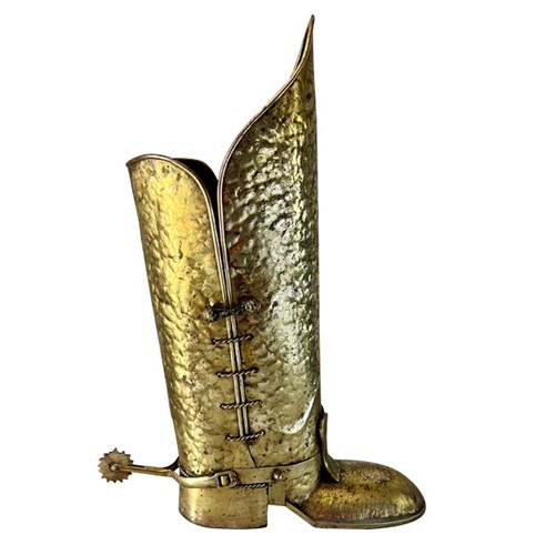 French Brass Boot Umbrella Stand