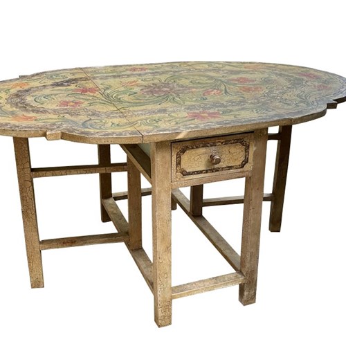 Early 20Th Centuryitalian Painted Drop-Leaf Table