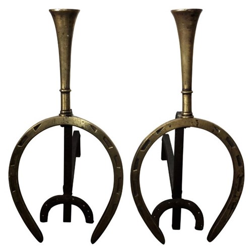 Pair Of Large Hunting Lodge Andirons