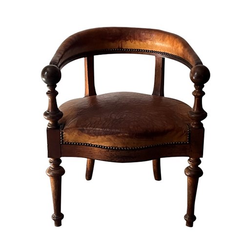 French Leather Naploleon III Desk Chair