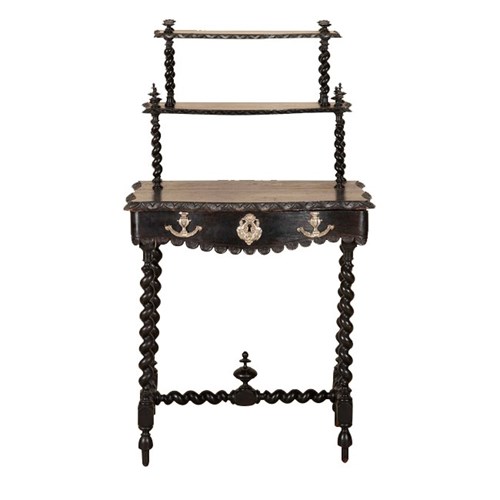 19Th Century French Napoleon Iii Writing Table With Etagere