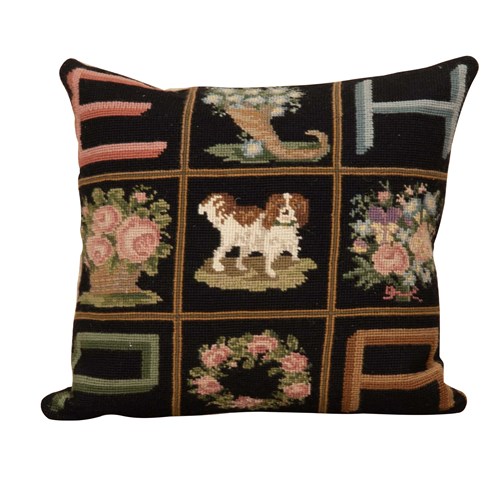 19Th Century French Needlepoint Monogram Cushion