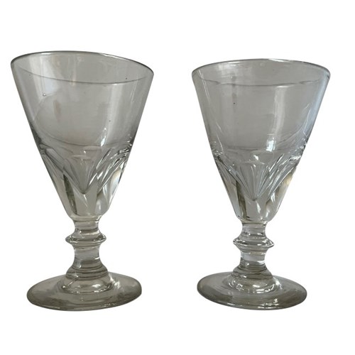 Pair Of Large French Wine Glasses