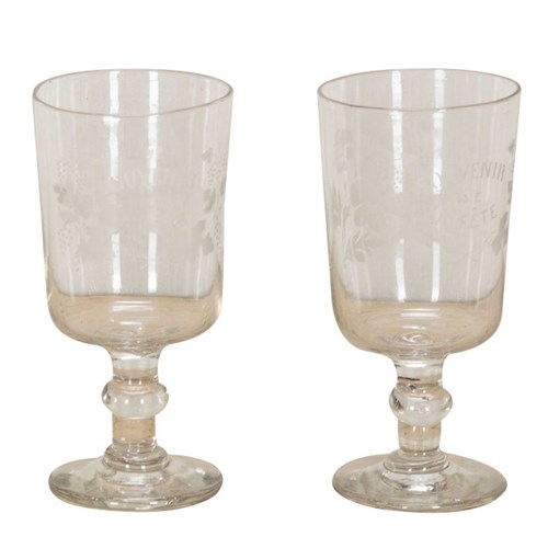 Pair Of Large 19Th Century French Celebration Glasses