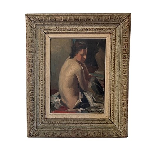 Framed Signed Portrait Of A Seated  Nude By Boulet