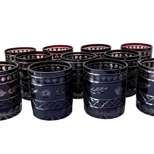 Set Of Eleven Bohemian Whisky Glass...