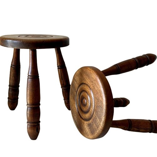 Pair Of French Vintage Milking Stools