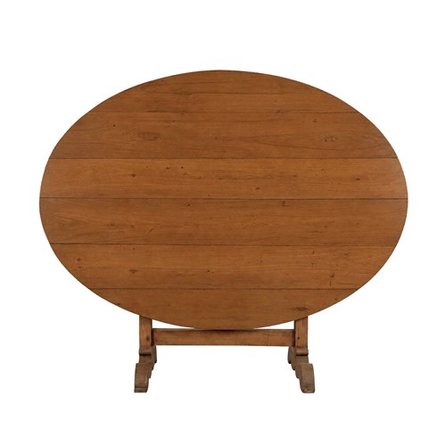 Large French 19Th Century Cherrywood Oval Vigneron Table