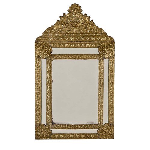 Late 19Th Century French Brass Cushion Mirror