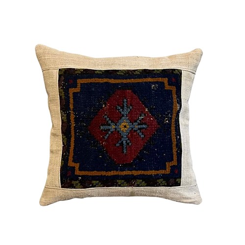 Mid-Century Anatolian Rug Fragment Cushion