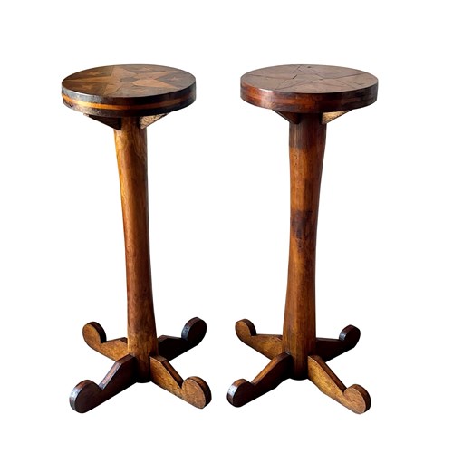 Pair Of Early 20Th Century French Provincial Folk Art Pedestal Stands