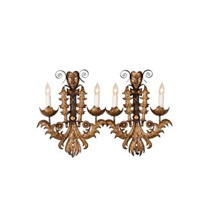 Pair Of Mid-Century Italian Gilt Ir...