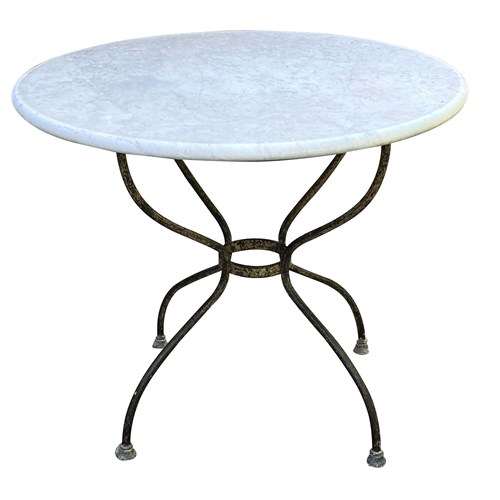 Late 19Th Century French Iron & Marble Gueridon Table