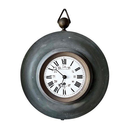 Mid 19Th Century French Tole And Brass Railway Clock By Paul Garnier