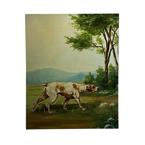 Large 20Th Century Oil On Canvas Painting Of An English Pointer Dog