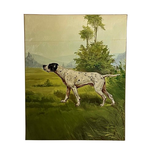 Large 20Th Century Oil On Canvas Painting Of An English Pointer Dog