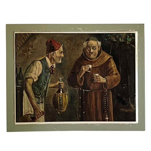 Small Italian Oil On Canvas Painting 'The Wine Tasting'