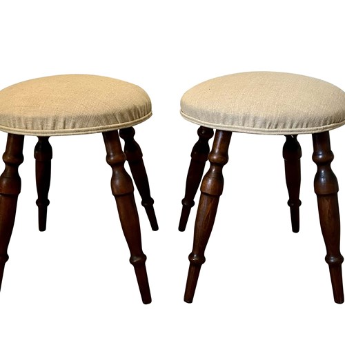 Pair Of Mid-20Th Century French Upholstered Stools