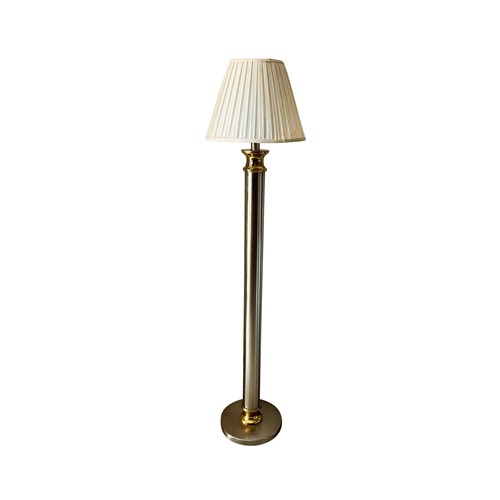 Mid-Century Italian Brushed Steel & Brass Floor Lamp