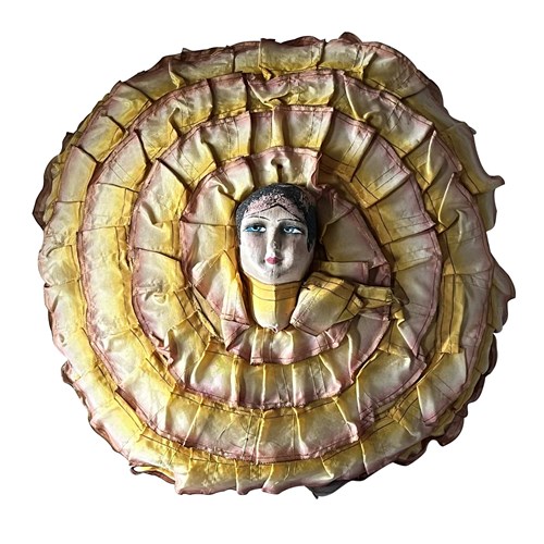 Early 20Th Century French Pierrot Boudoir Cushion With Hand-Painted Face