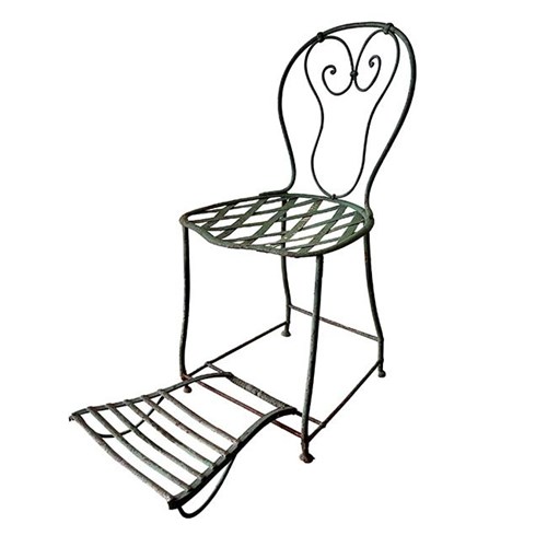 Rare 19Th Century French Garden Seat & Incorporated Footstool