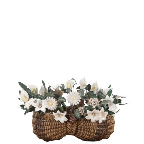 29 Ceramic Flowers In A Harvest Basket