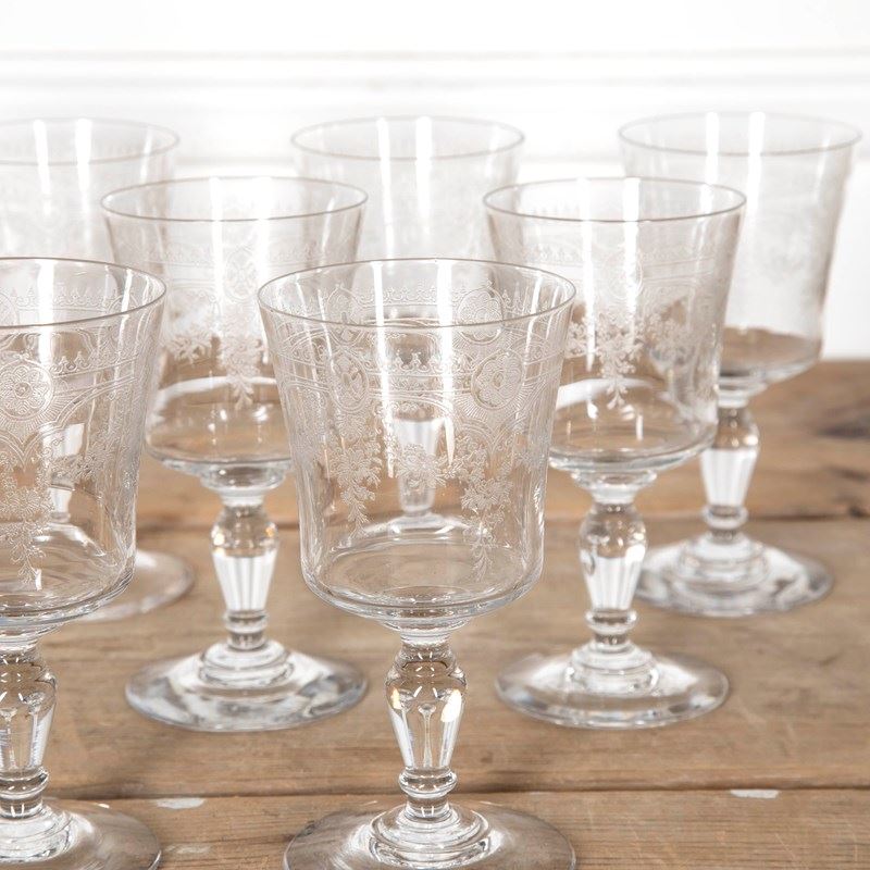 Beautiful Set Of Nine Etched Wine Glasses-adps-antiques-beautiful-set-of-nine-etched-wine-glasses-4689-1-main-638227091910692611.jpg