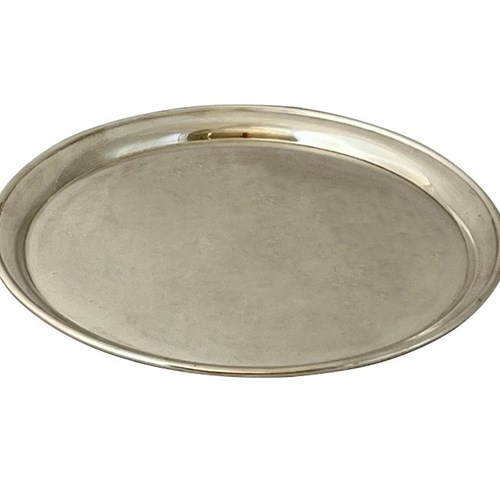 Round Silver Plate Christofle Cocktail Tray