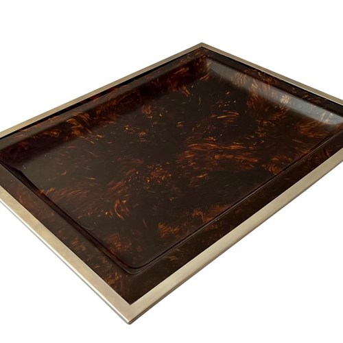 Dior Home Style Faux Tortoiseshell Lucite Tray