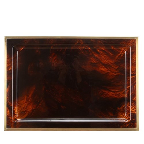 Large Dior Home Faux Tortoiseshell Lucite Tray